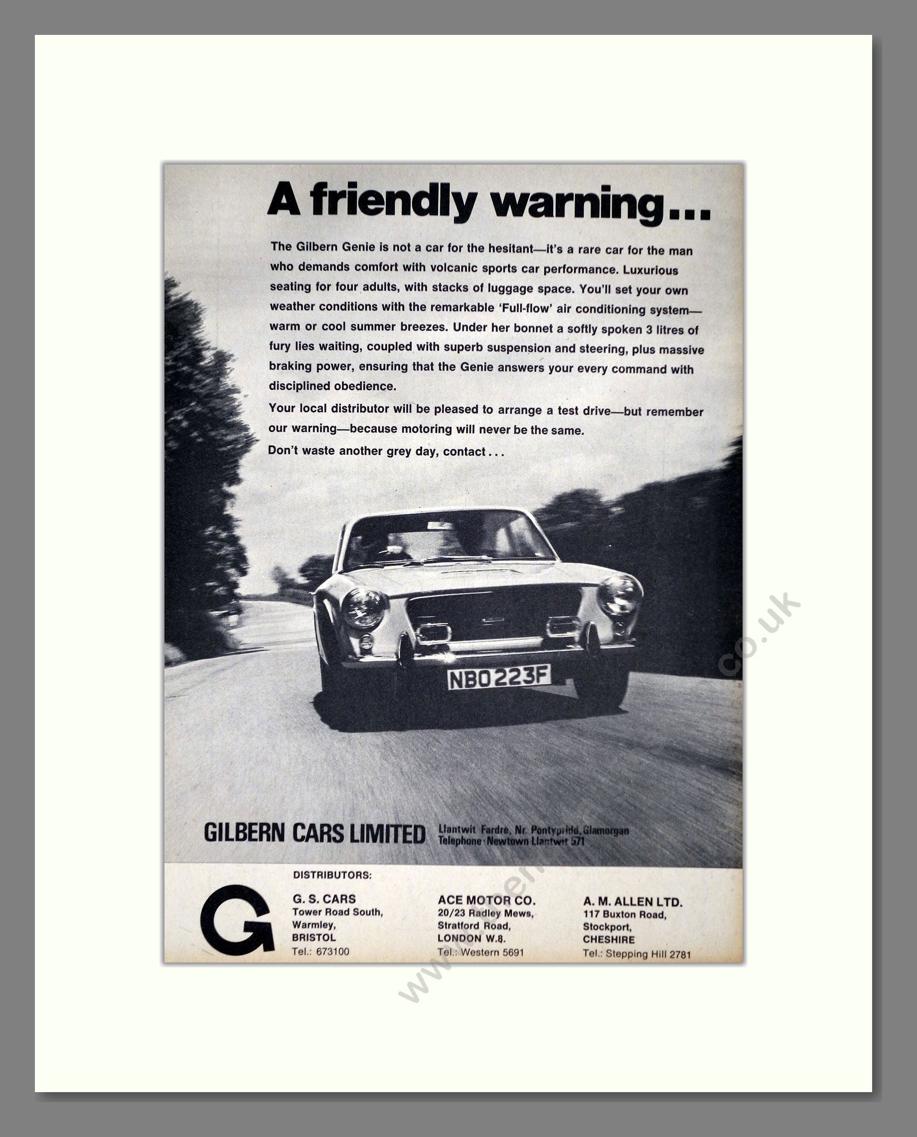 Gilbern - Genie. Vintage Advert 1968 (ref AD64412)