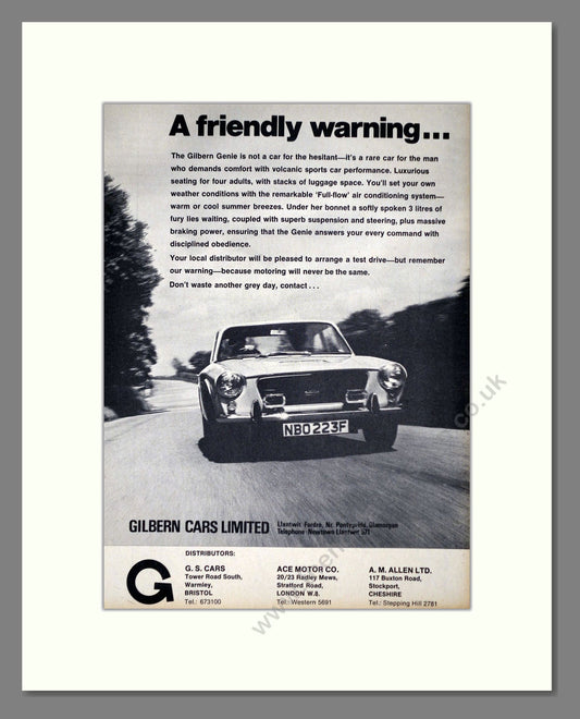 Gilbern - Genie. Vintage Advert 1968 (ref AD64412)