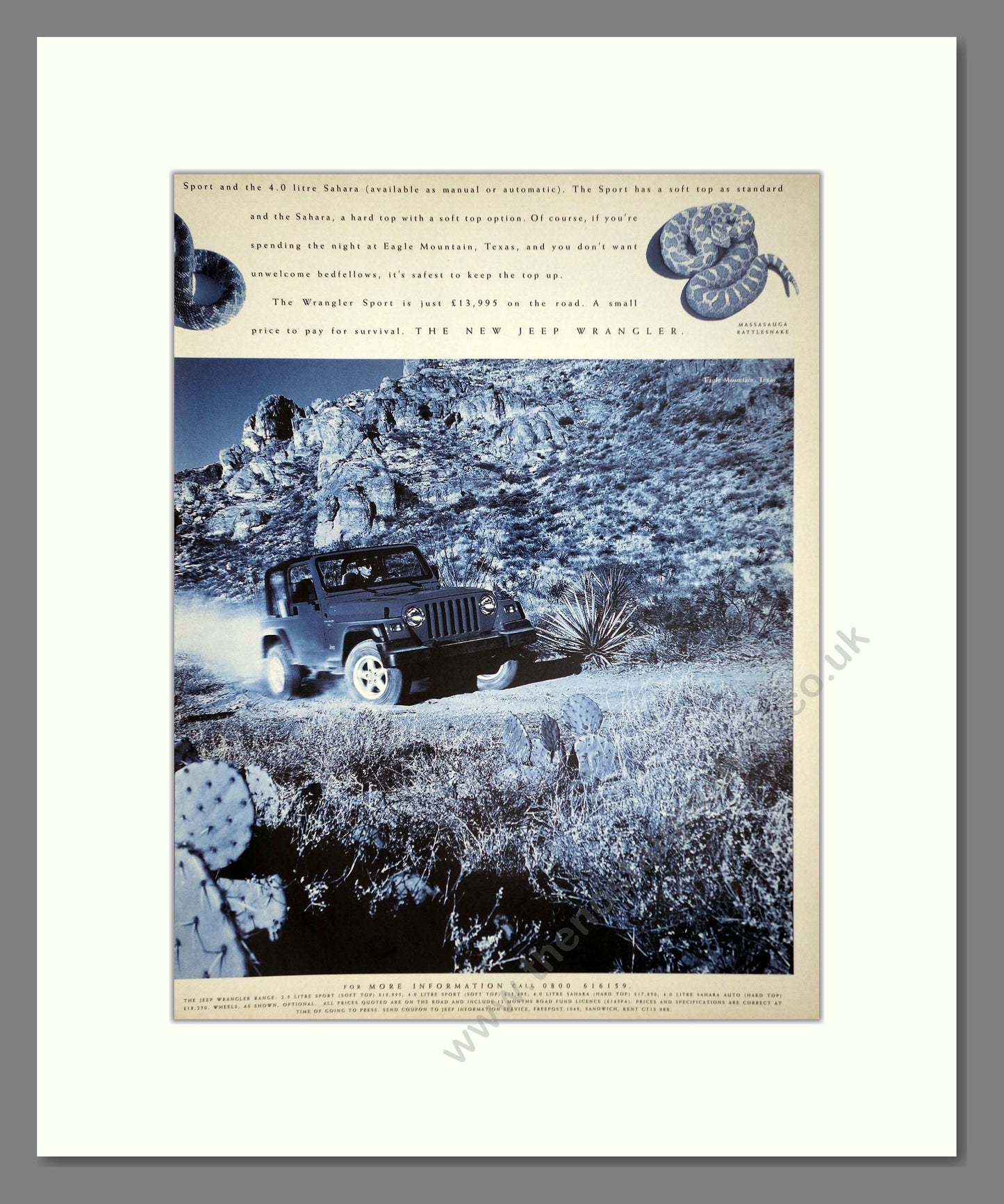 Jeep - Wrangler (Double Advert). Vintage Advert 1997 (ref AD64429)