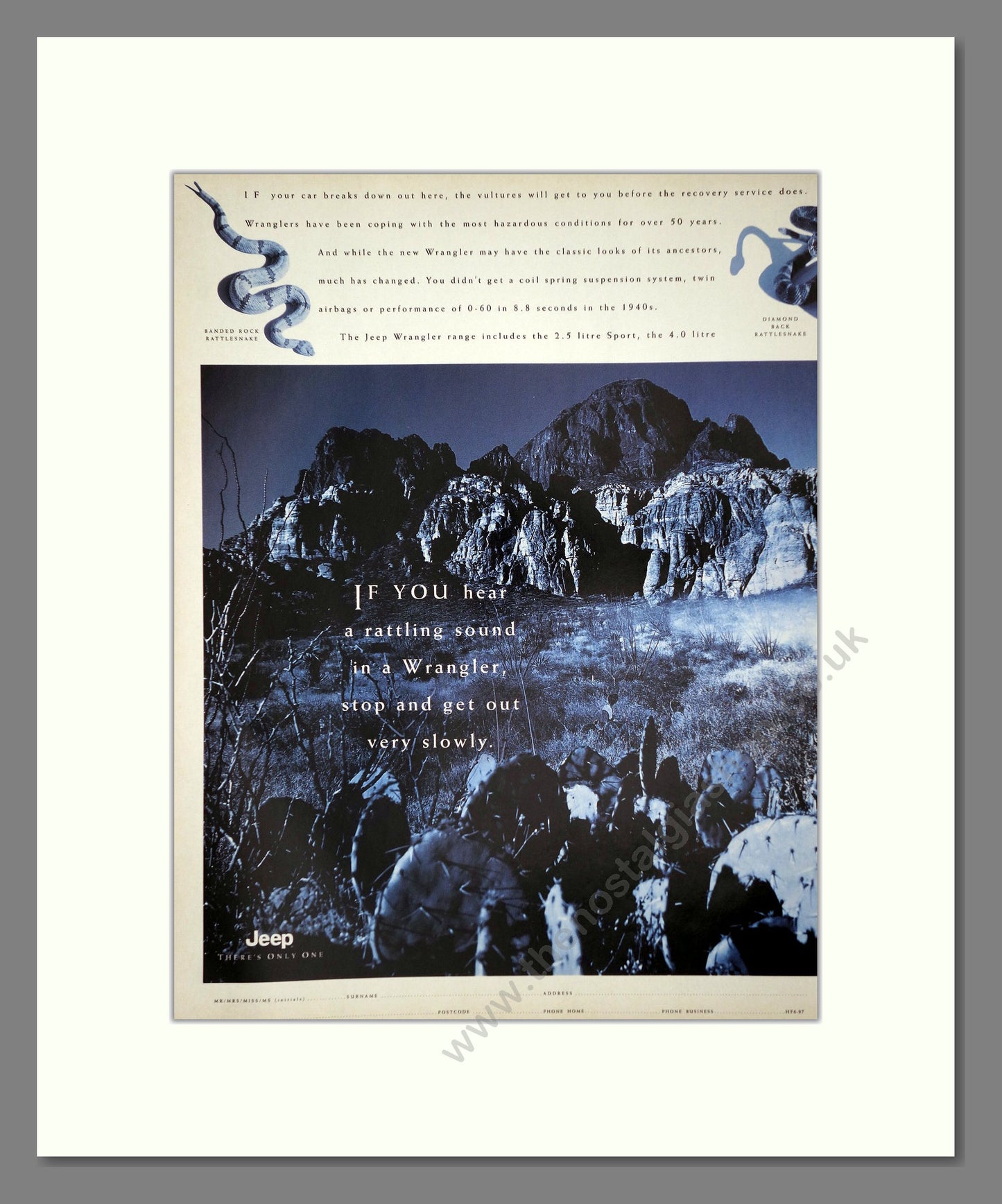 Jeep - Wrangler (Double Advert). Vintage Advert 1997 (ref AD64429)