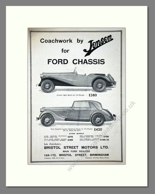 Jensen - Coachwork For Ford Chassis. Vintage Advert 1935 (ref AD64437)