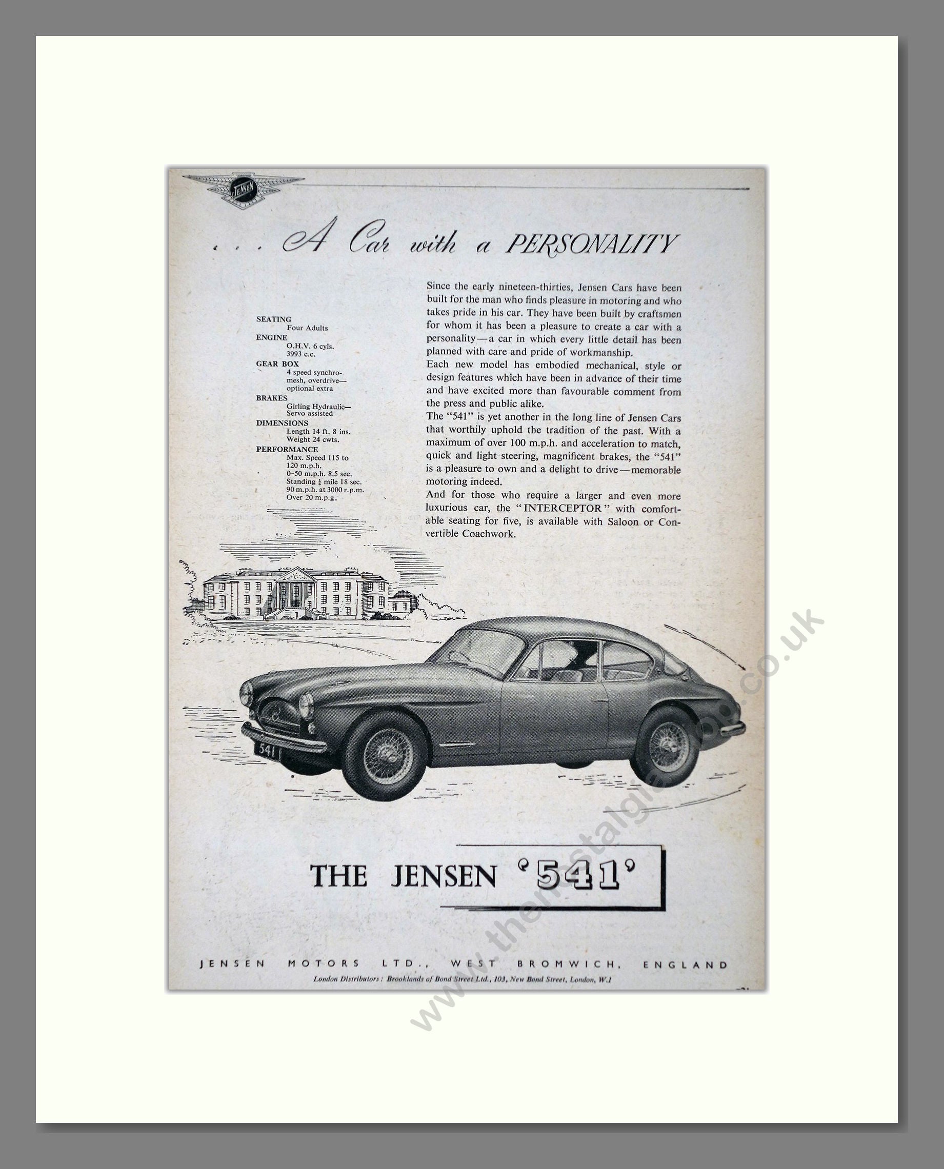 Jensen - 541. Vintage Advert 1955 (ref AD64441)