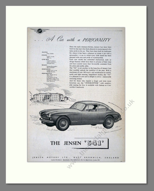 Jensen - 541. Vintage Advert 1955 (ref AD64441)