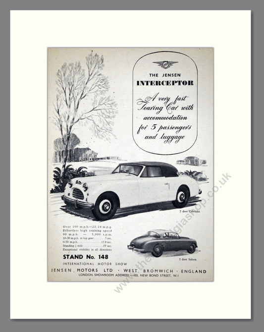 Jensen - Interceptor. Vintage Advert 1952 (ref AD64442)