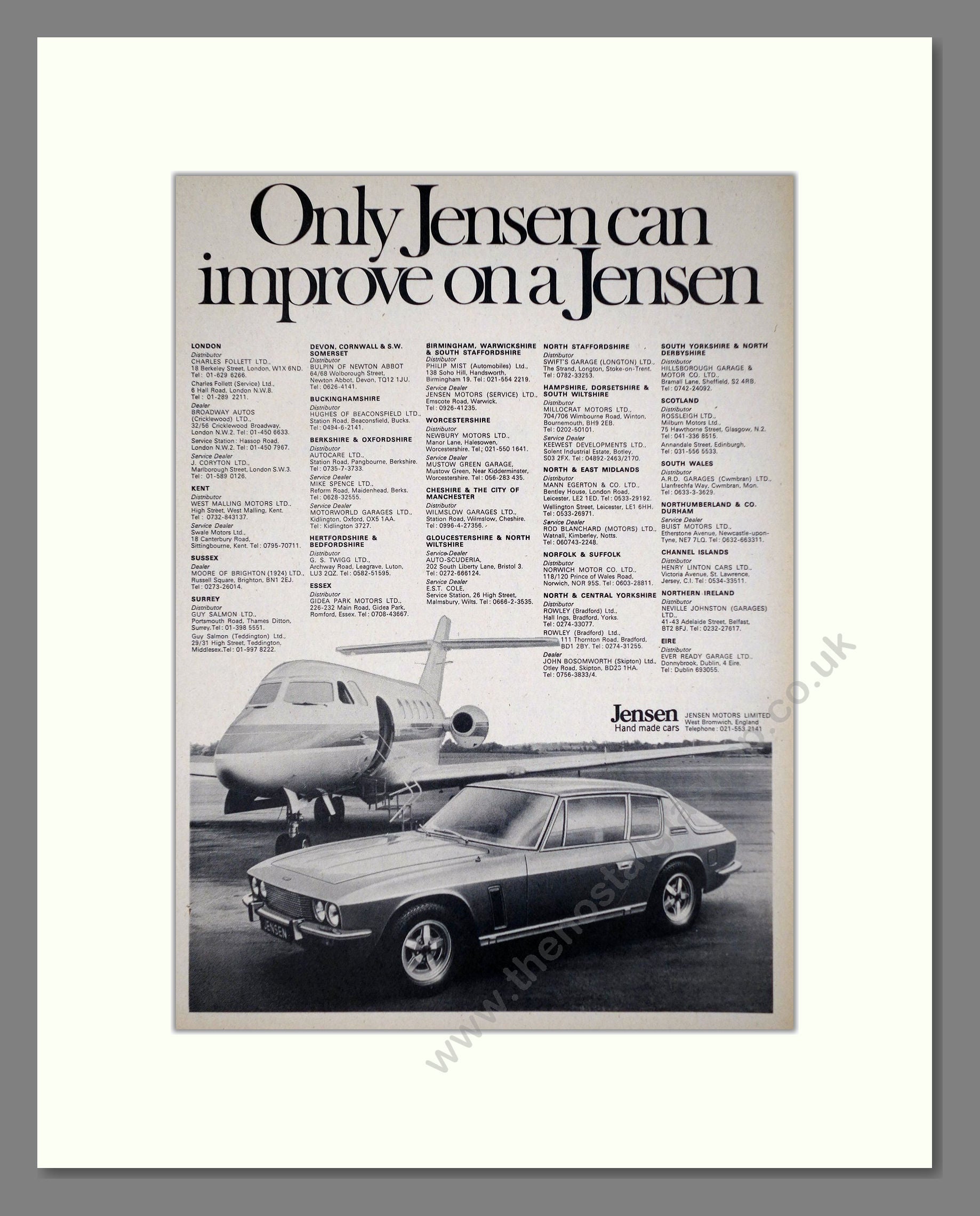 Jensen - Dealers. Vintage Advert 1971 (ref AD64445)