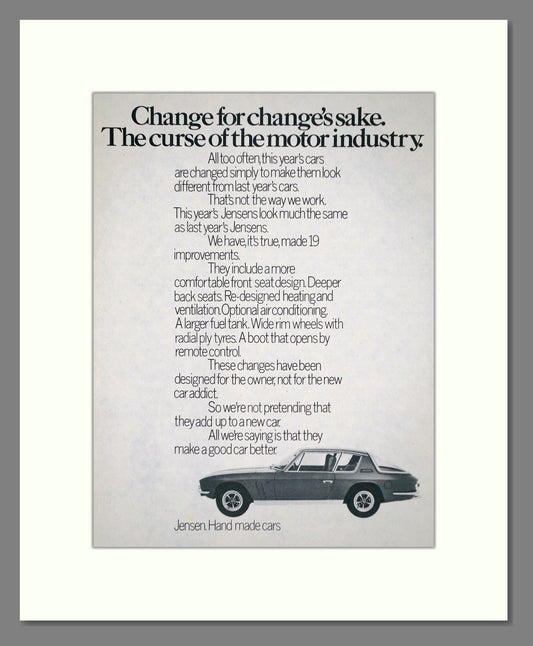 Jensen - Hand Made Cars. Vintage Advert 1969 (ref AD64446)