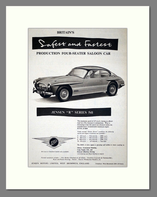Jensen - 541R. Vintage Advert 1958 (ref AD64453)