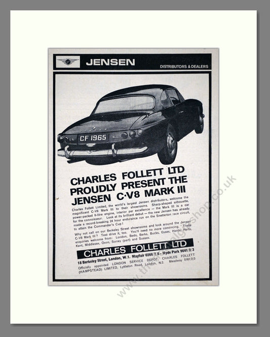Jensen - C/V8. Vintage Advert 1965 (ref AD64458)