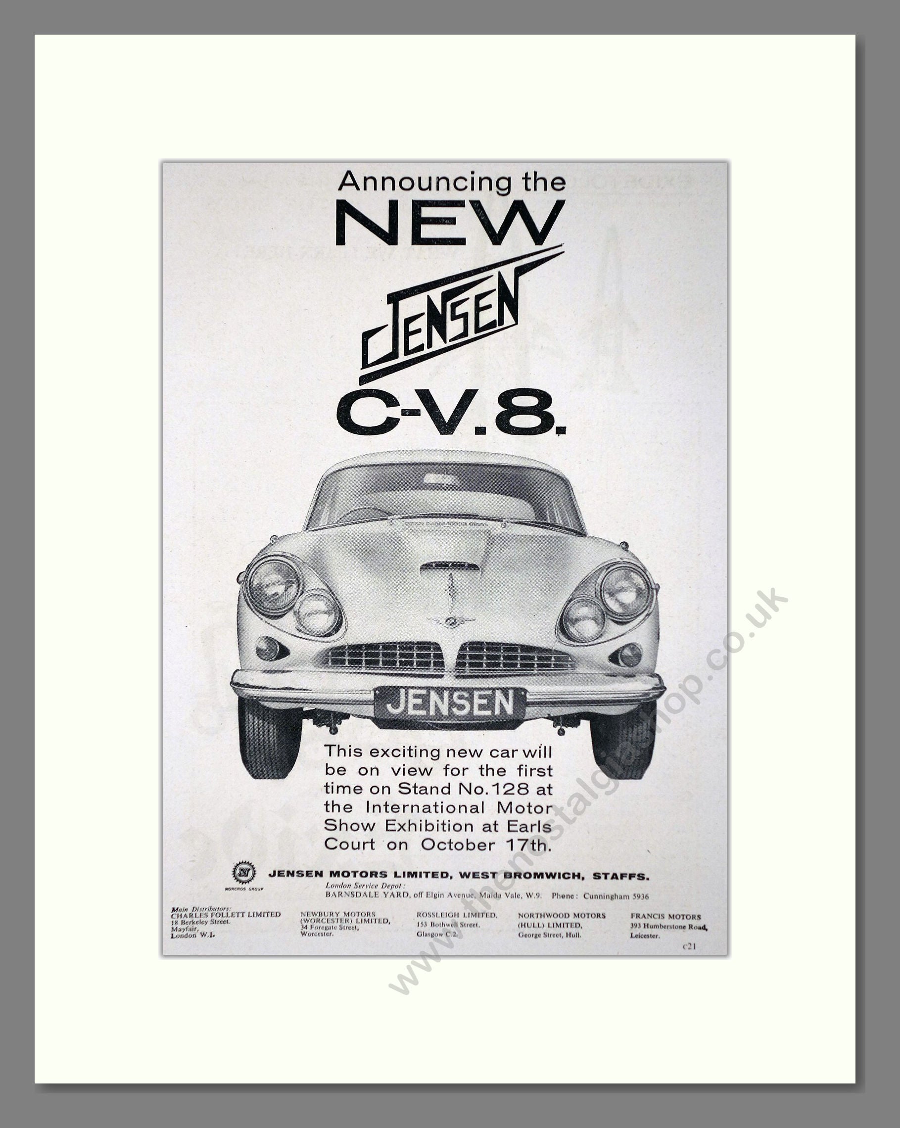 Jensen - C/V8. Vintage Advert 1962 (ref AD64461)