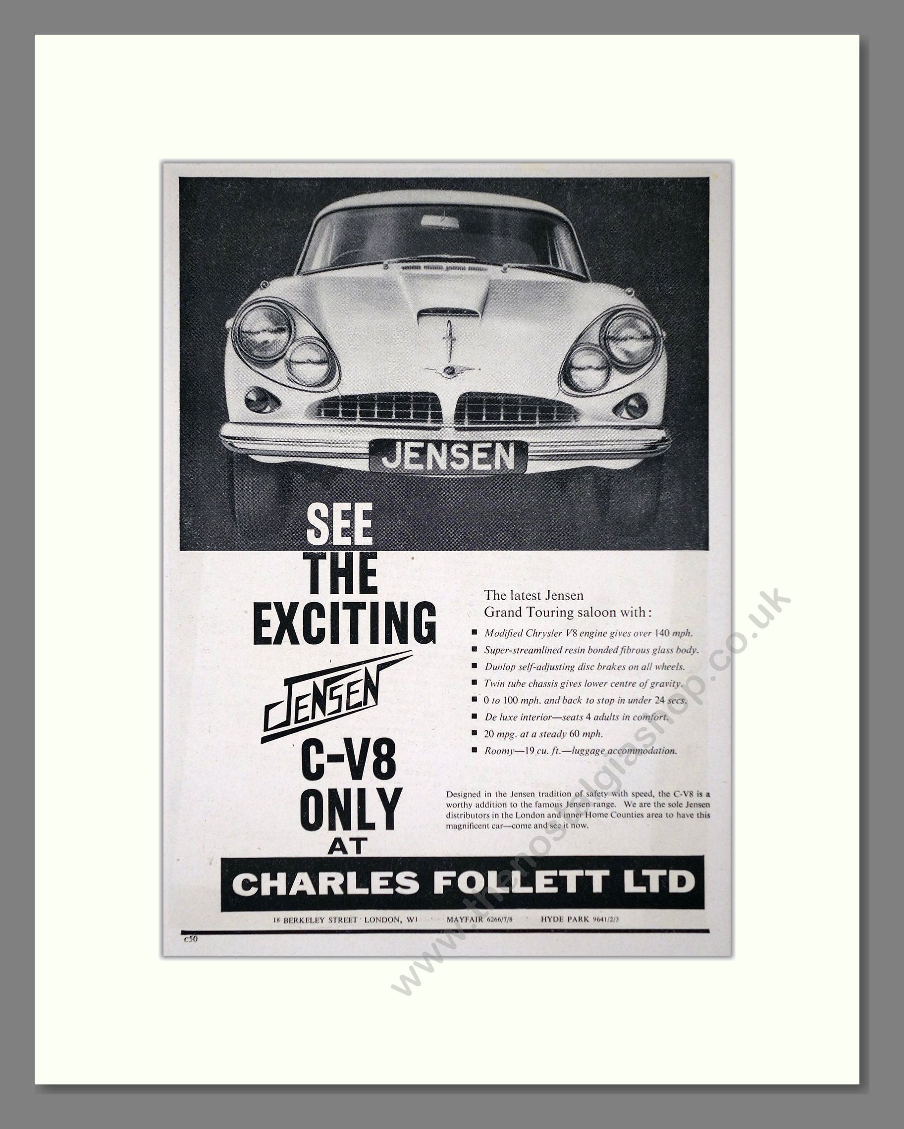 Jensen - C/V8. Vintage Advert 1962 (ref AD64462)