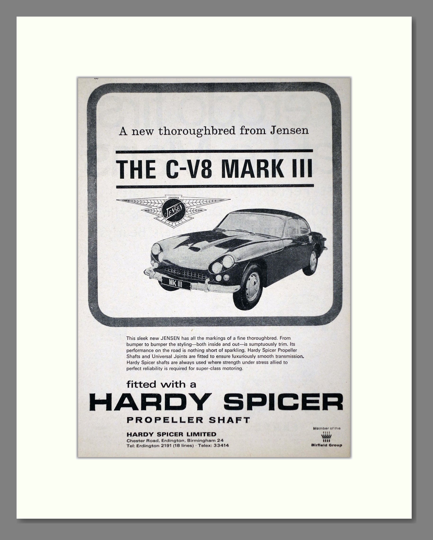 Jensen - C/V8 MKIII. Vintage Advert 1965 (ref AD64464)