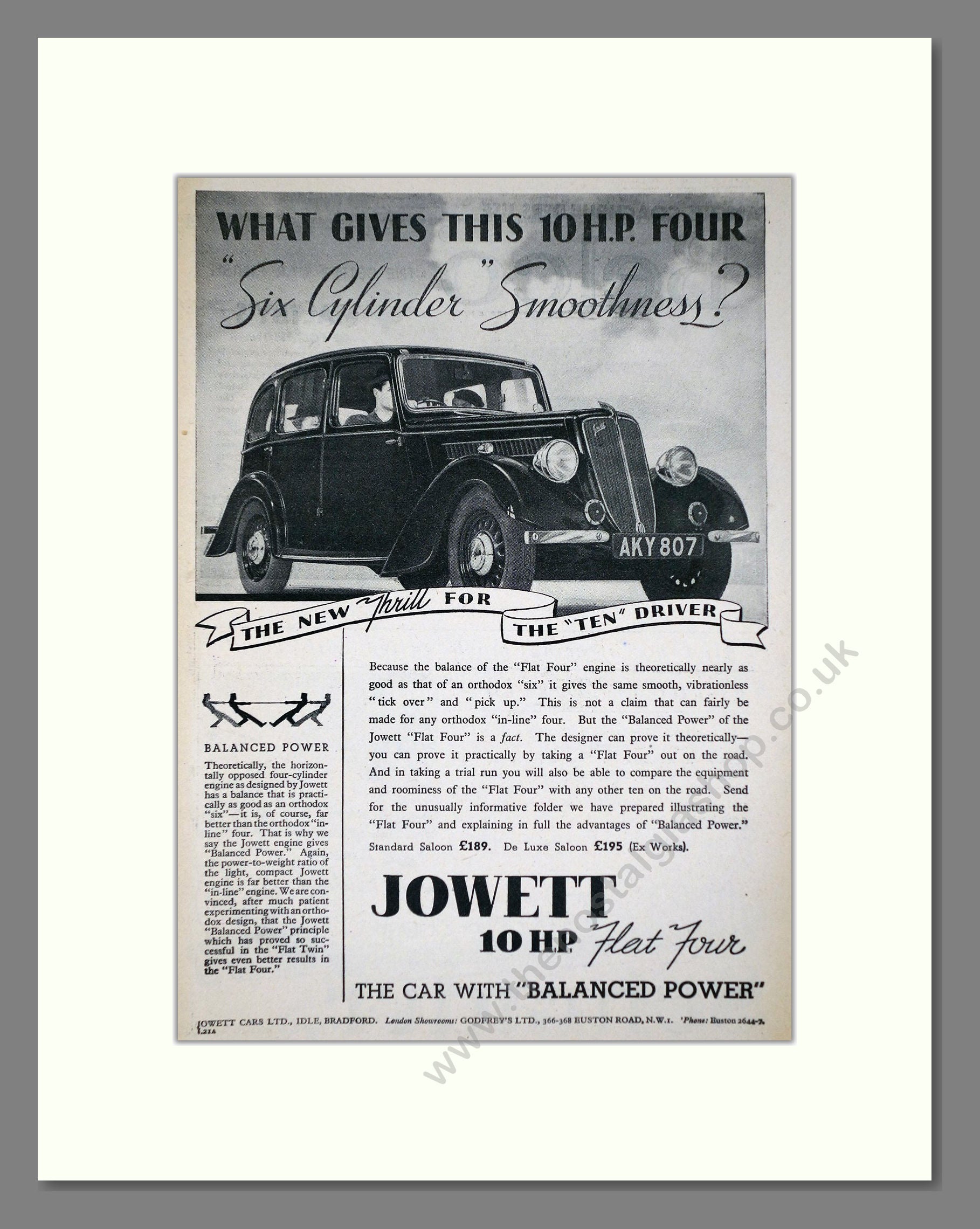 Jowett - 10HP Flat Four. Vintage Advert 1937 (ref AD64471)