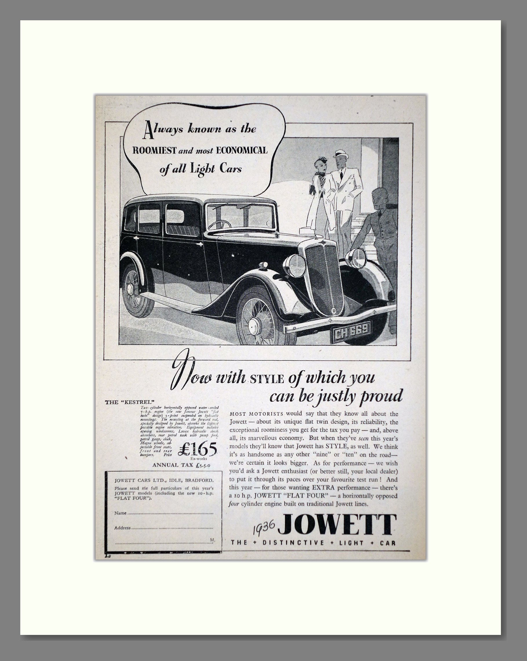 Jowett - Flat Four. Vintage Advert 1936 (ref AD64472)