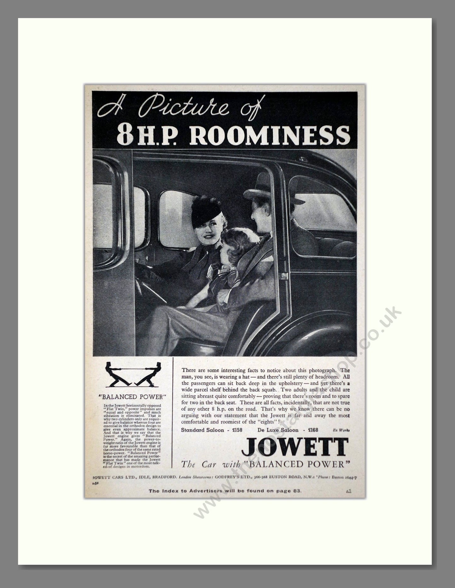 Jowett - 8HP Flat Twin. Vintage Advert 1937 (ref AD64473)