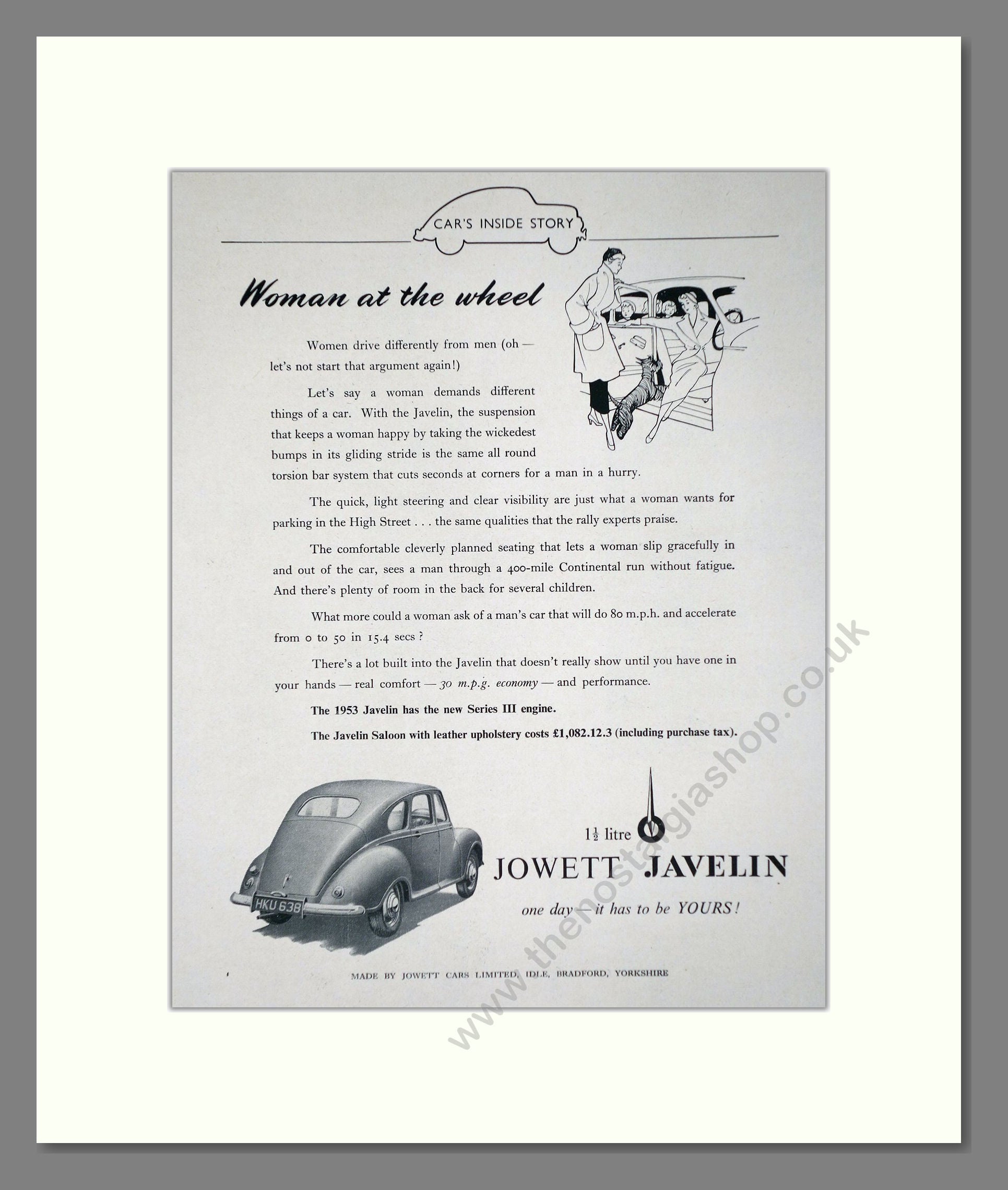 Jowett - Javelin. Vintage Advert 1952 (ref AD64479)