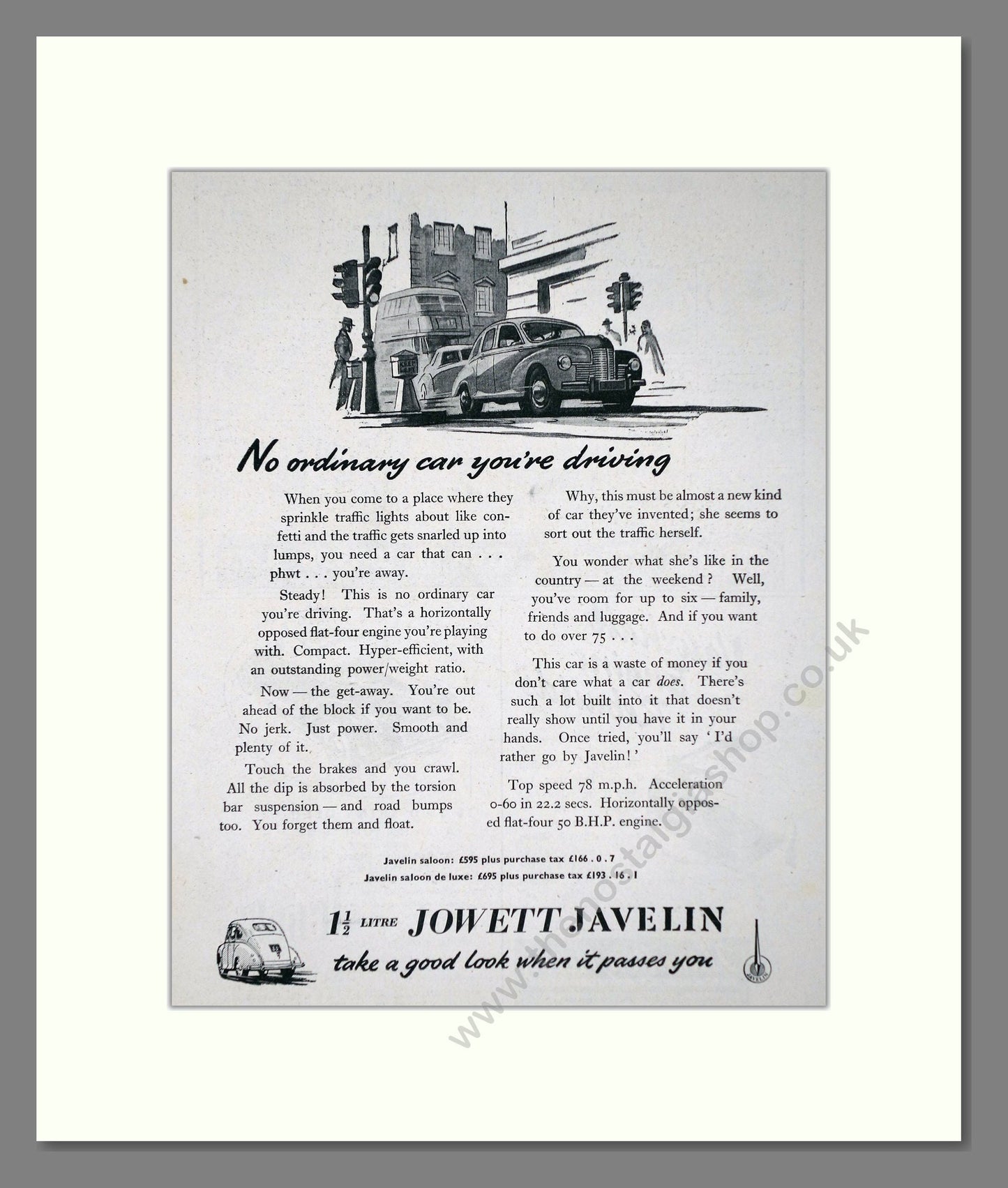 Jowett - Javelin. Vintage Advert 1949 (ref AD64482)