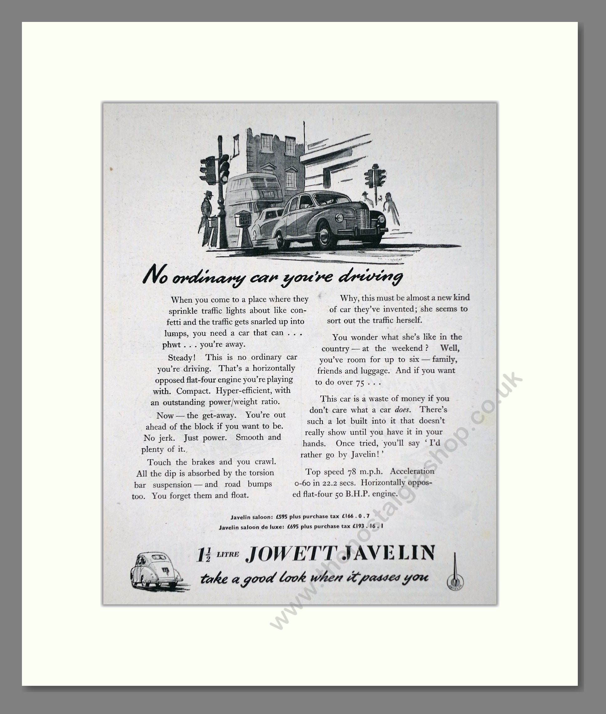Jowett - Javelin. Vintage Advert 1949 (ref AD64482)