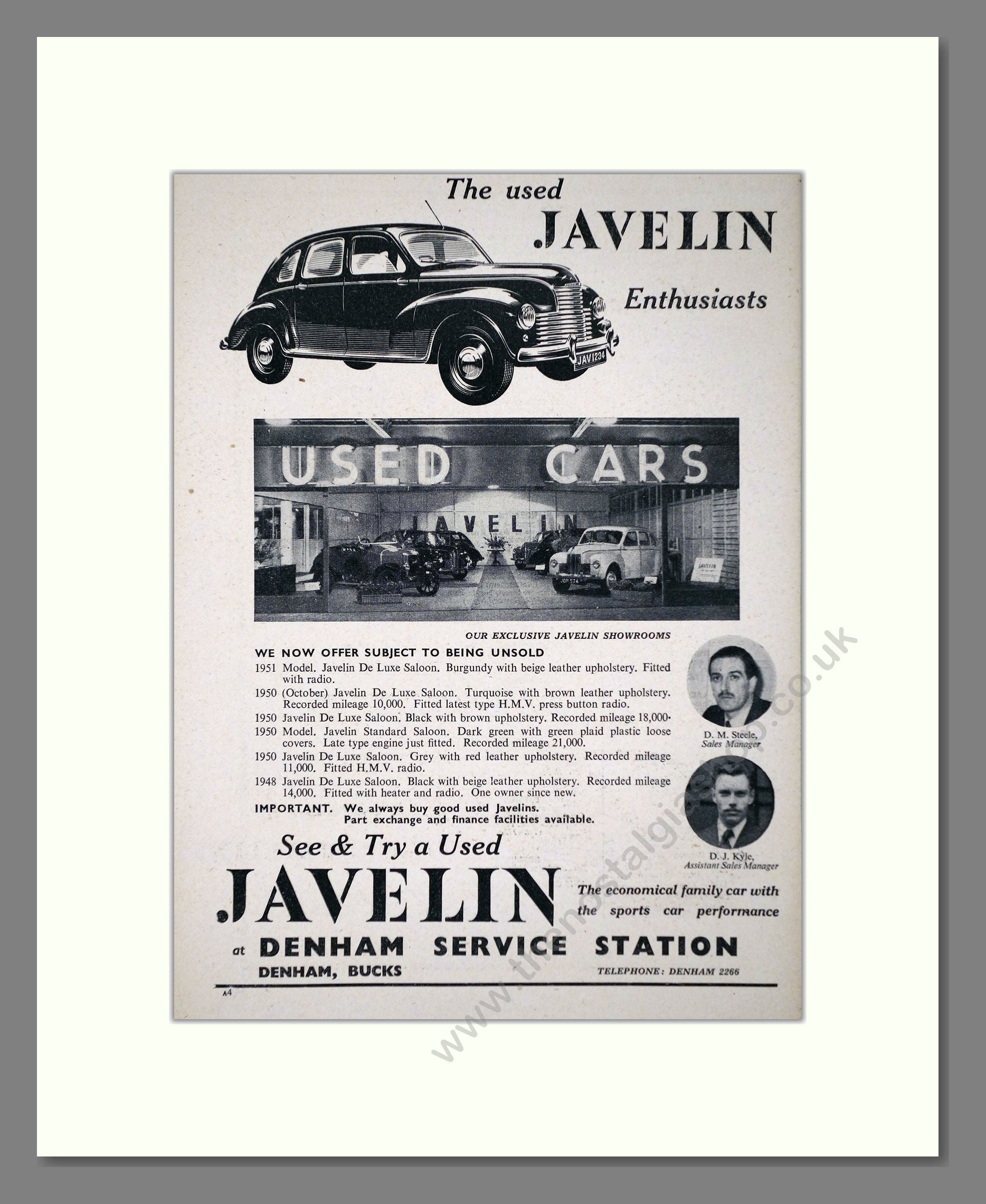 Jowett - Javelin. Vintage Advert 1952 (ref AD64486)
