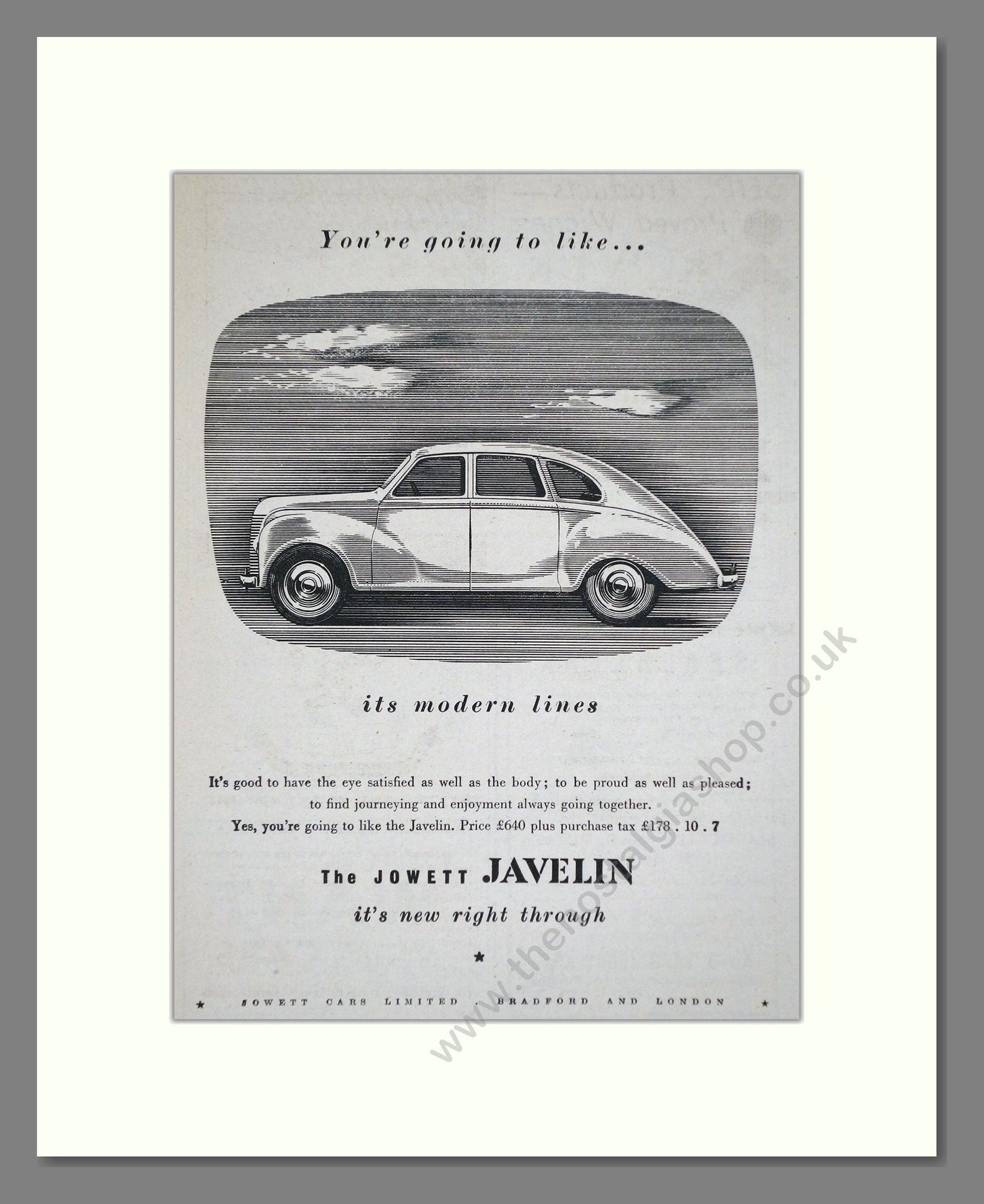 Jowett - Javelin. Vintage Advert 1947 (ref AD64487)