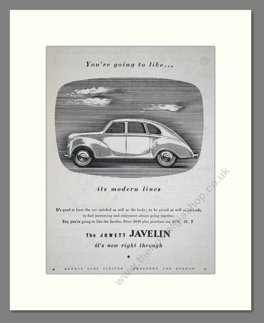 Jowett - Javelin. Vintage Advert 1947 (ref AD64487)