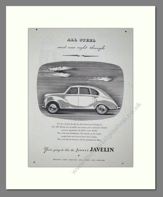 Jowett - Javelin. Vintage Advert 1947 (ref AD64488)
