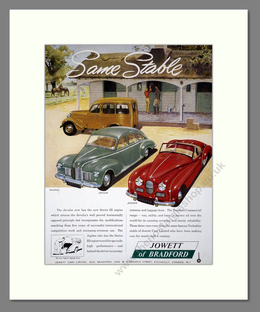 Jowett - Jupiter / Javelin. Vintage Advert 1952 (ref AD64489)