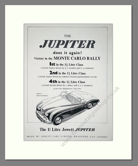 Jowett - Jupiter. Vintage Advert 1951 (ref AD64490)