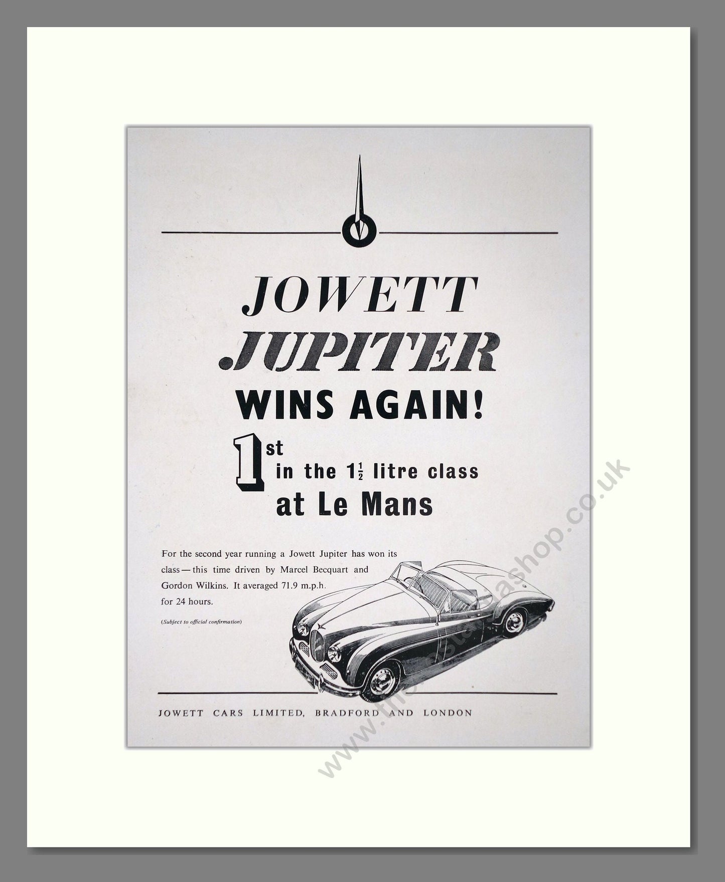 Jowett - Jupiter. Vintage Advert 1951 (ref AD64491)