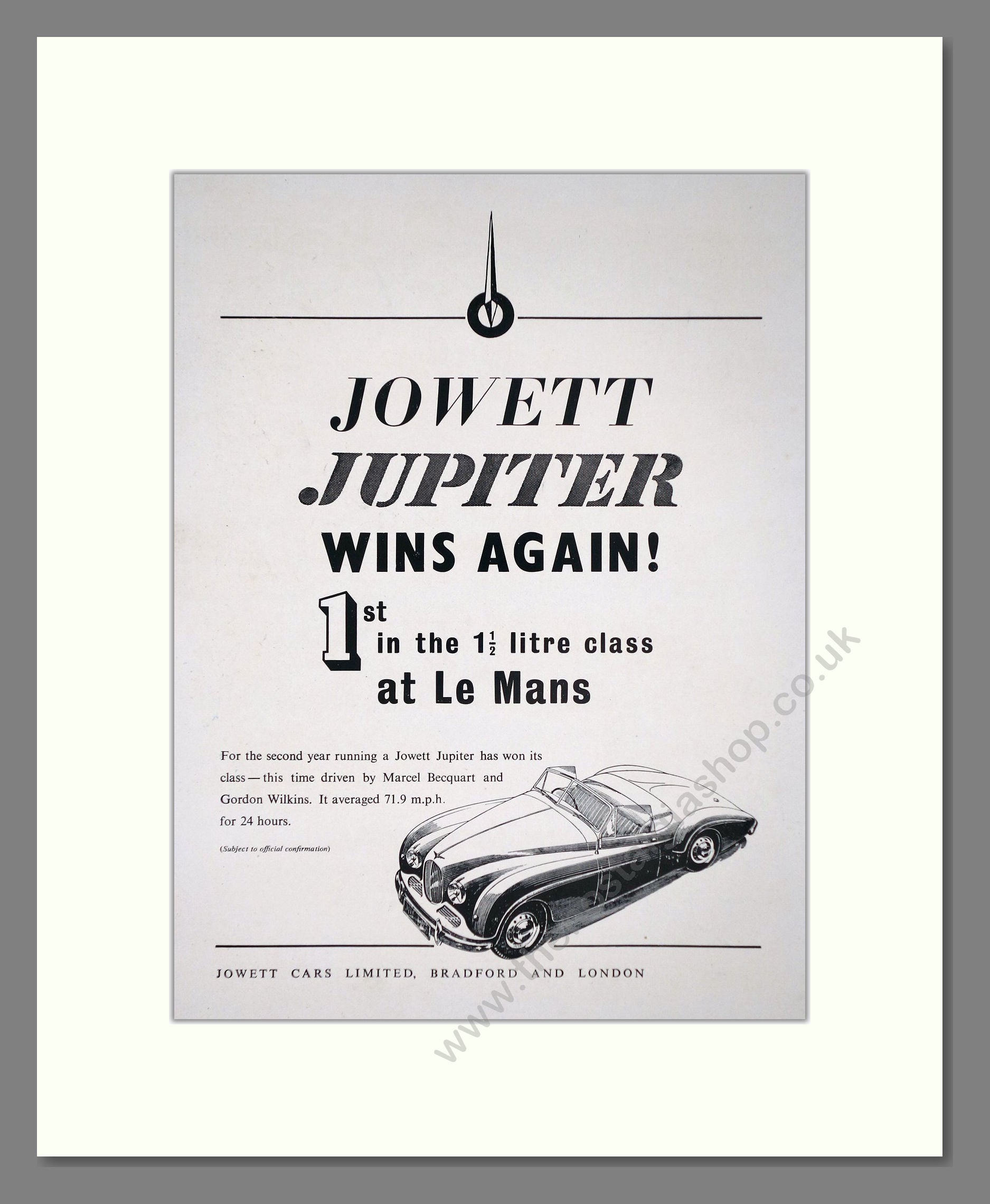 Jowett - Jupiter. Vintage Advert 1951 (ref AD64491)