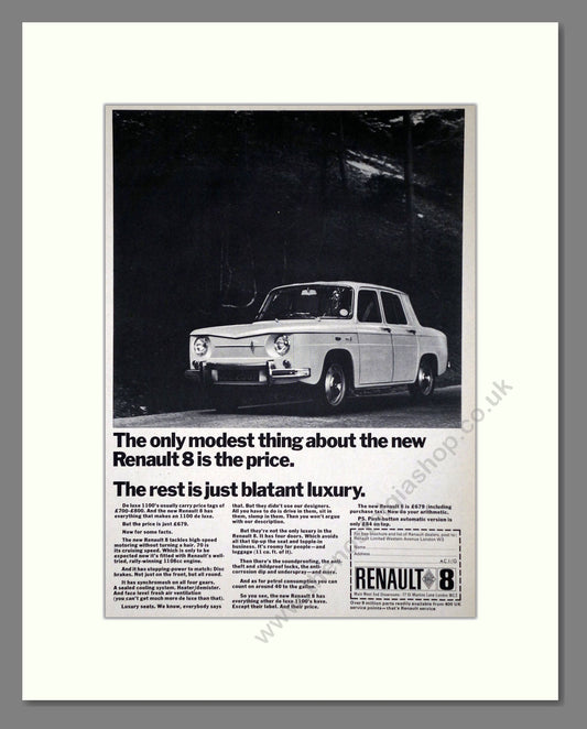 Renault - R8. Vintage Advert 1968 (ref AD64500)