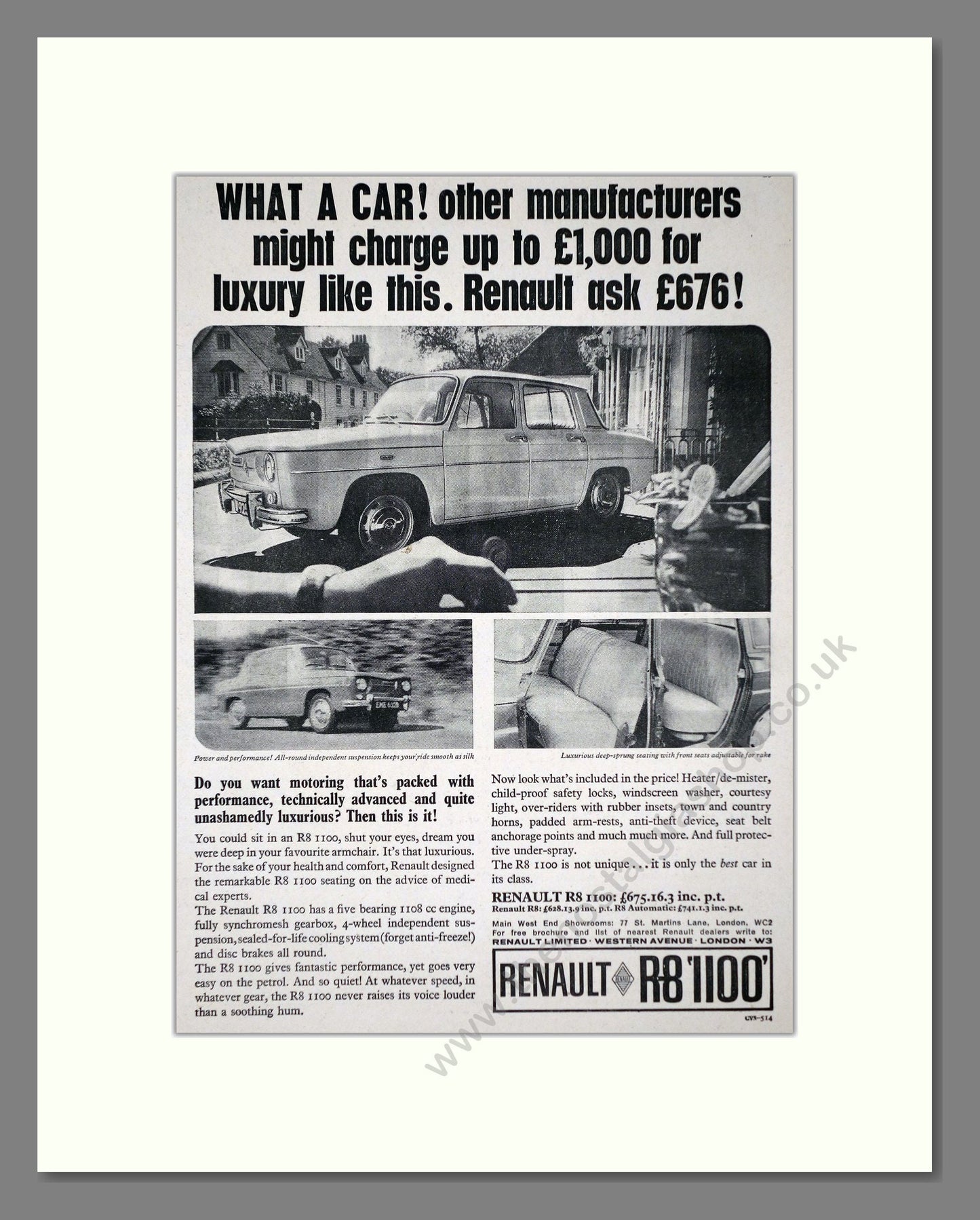 Renault - R8 1100. Vintage Advert 1964 (ref AD64501)