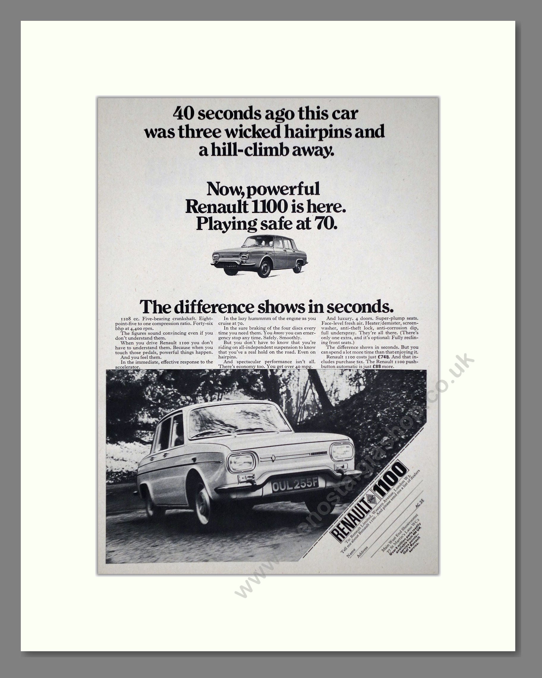 Renault - 1100. Vintage Advert 1968 (ref AD64510)