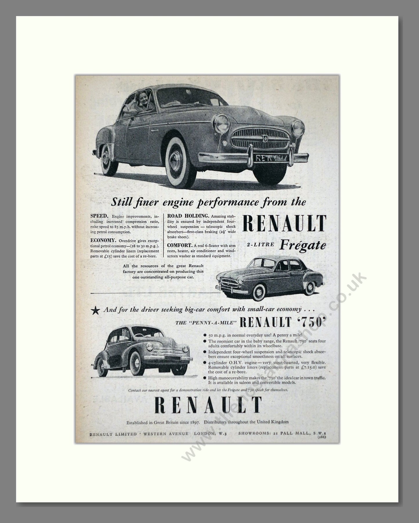 Renault - Fregate / 750. Vintage Advert 1955 (ref AD64511)