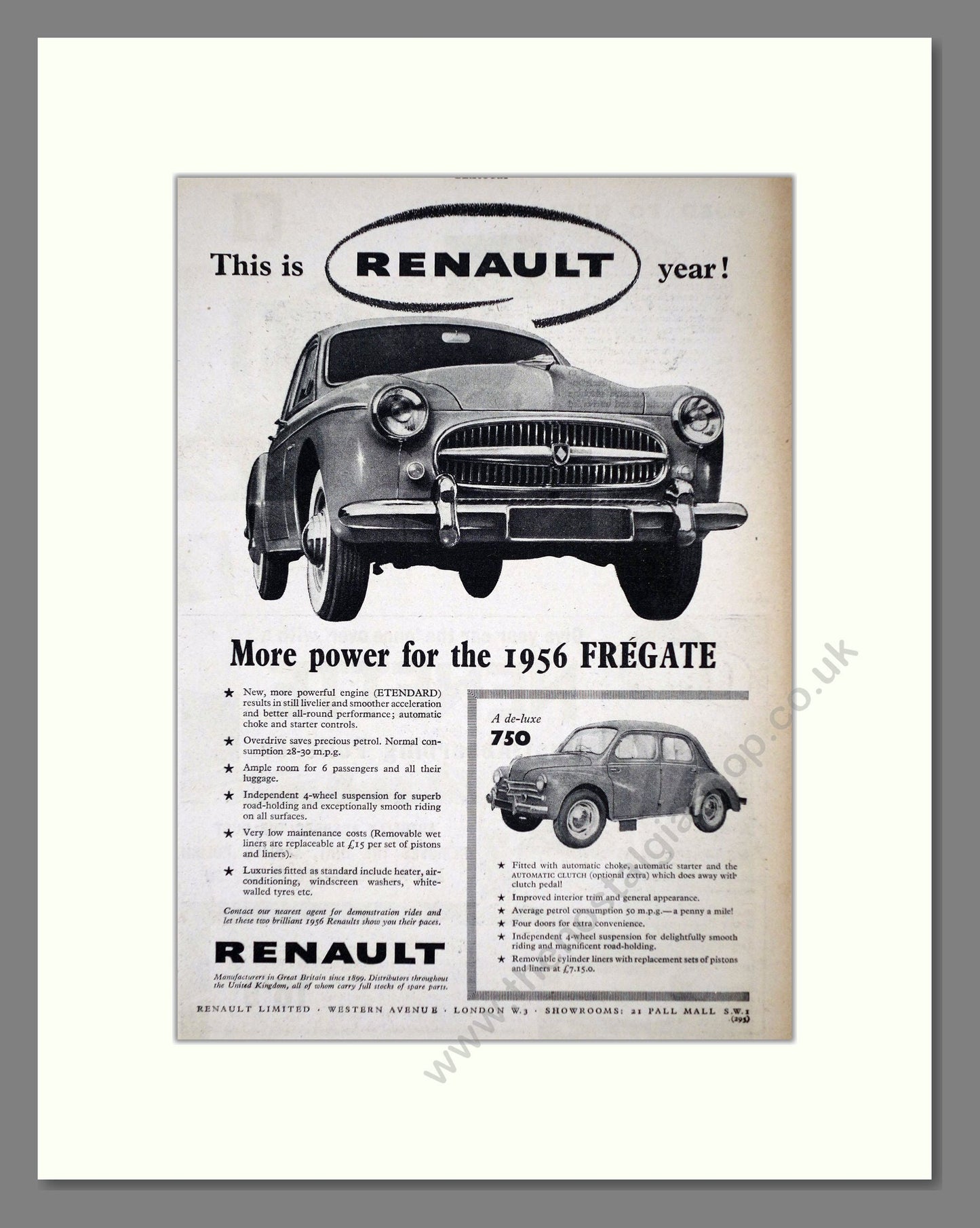 Renault - Fregate / 750. Vintage Advert 1955 (ref AD64512)