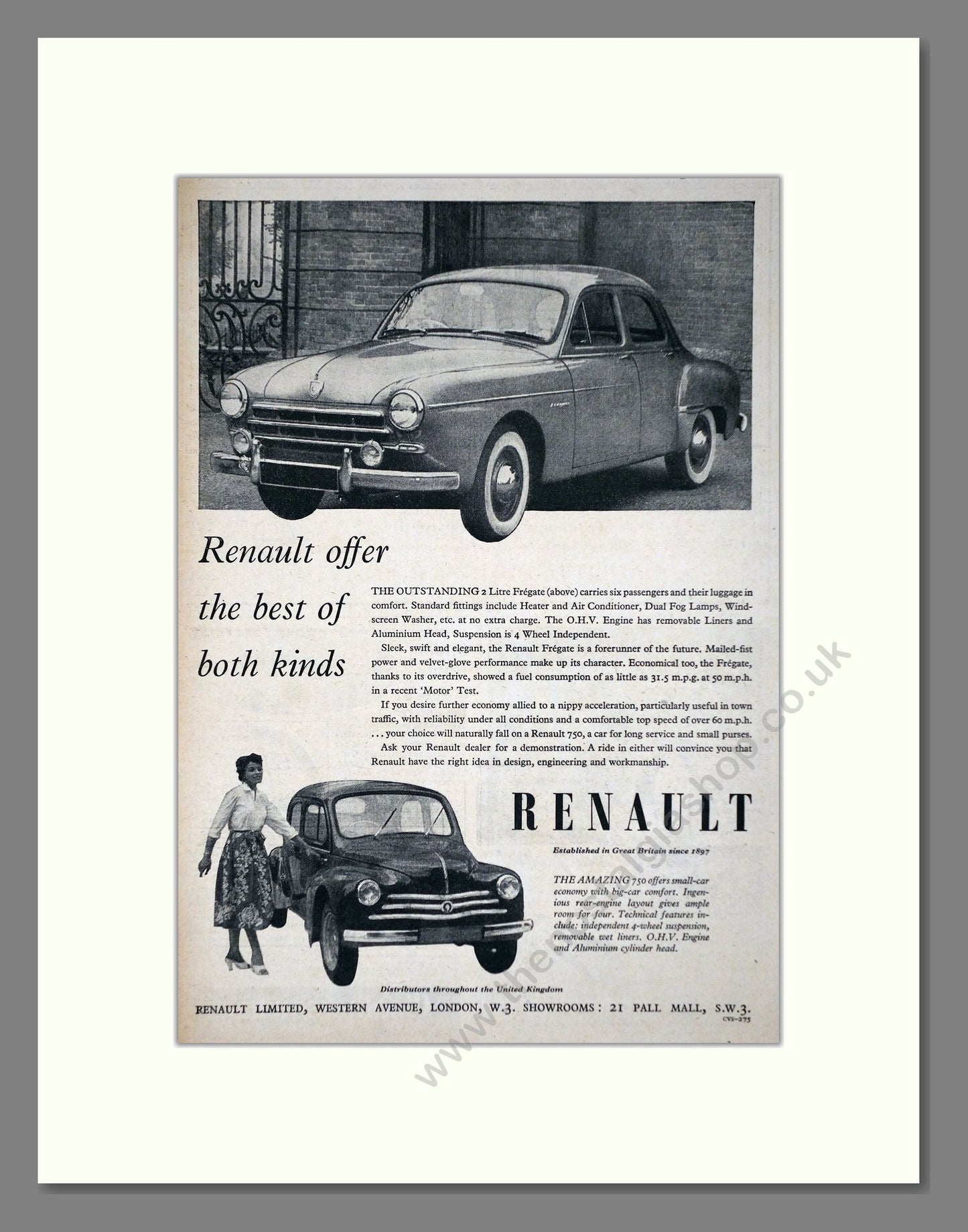 Renault - Fregate / 750. Vintage Advert 1954 (ref AD64514)