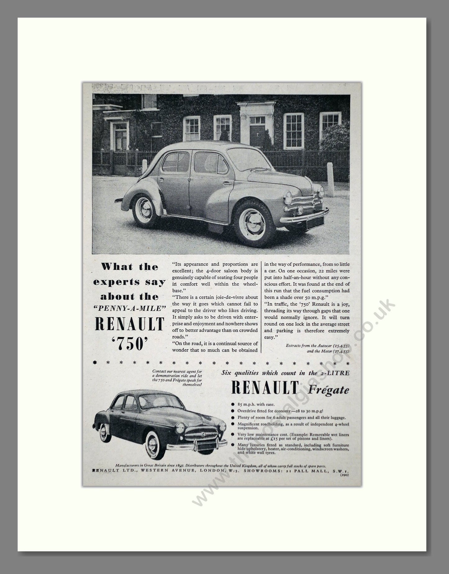 Renault - Fregate / 750. Vintage Advert 1955 (ref AD64515)