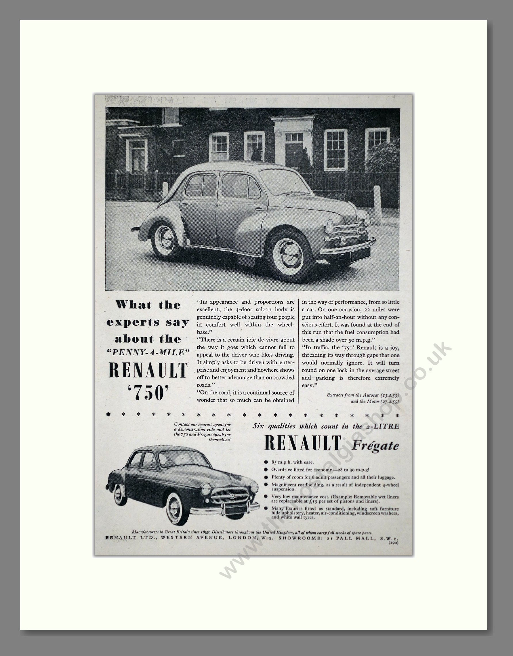 Renault - Fregate / 750. Vintage Advert 1955 (ref AD64515)