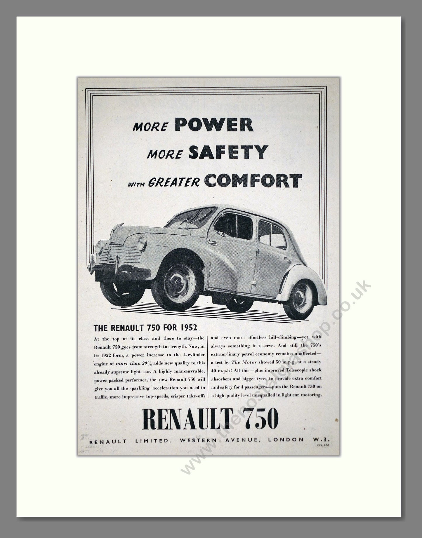 Renault - 750. Vintage Advert 1952 (ref AD64517)