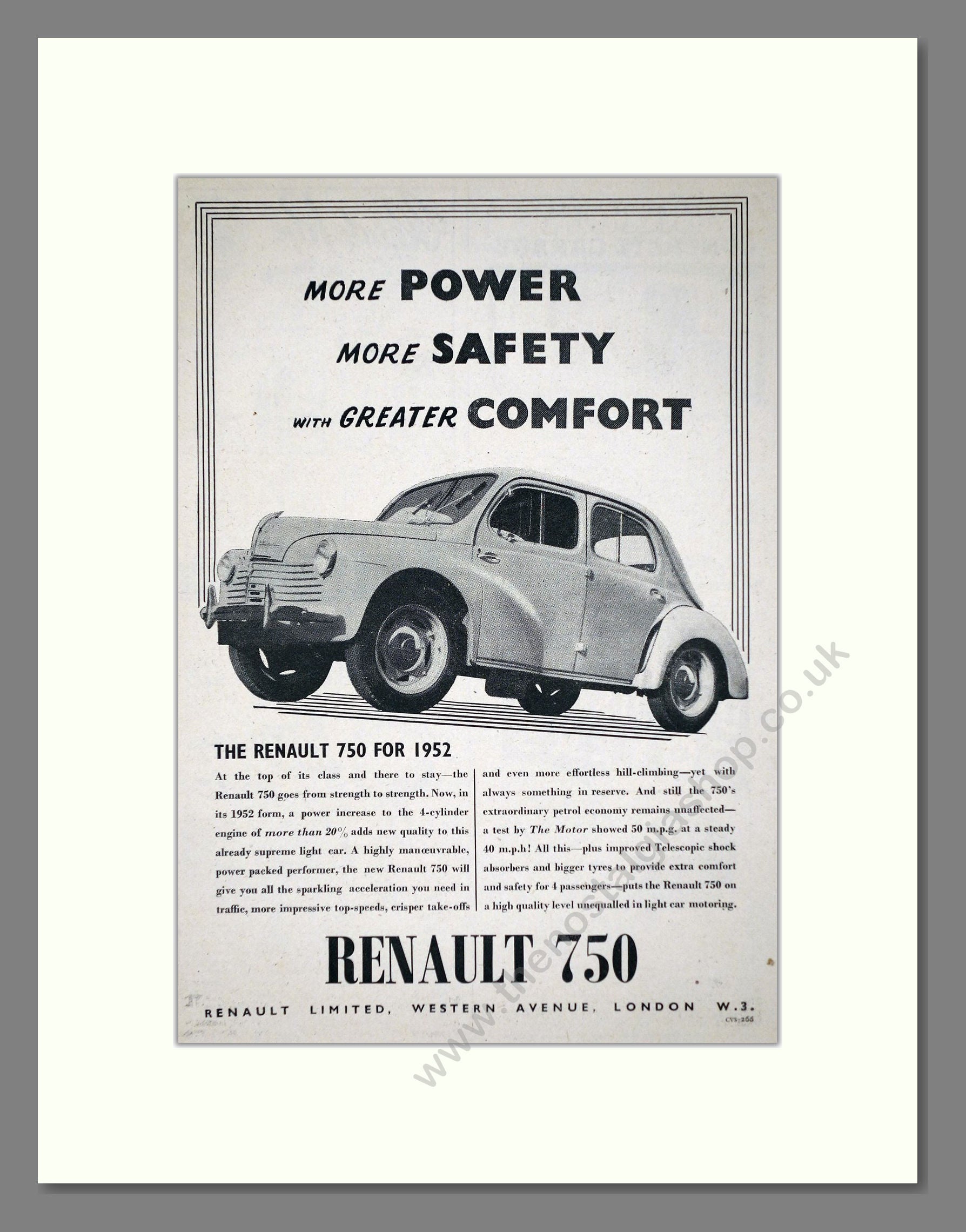 Renault - 750. Vintage Advert 1952 (ref AD64517)