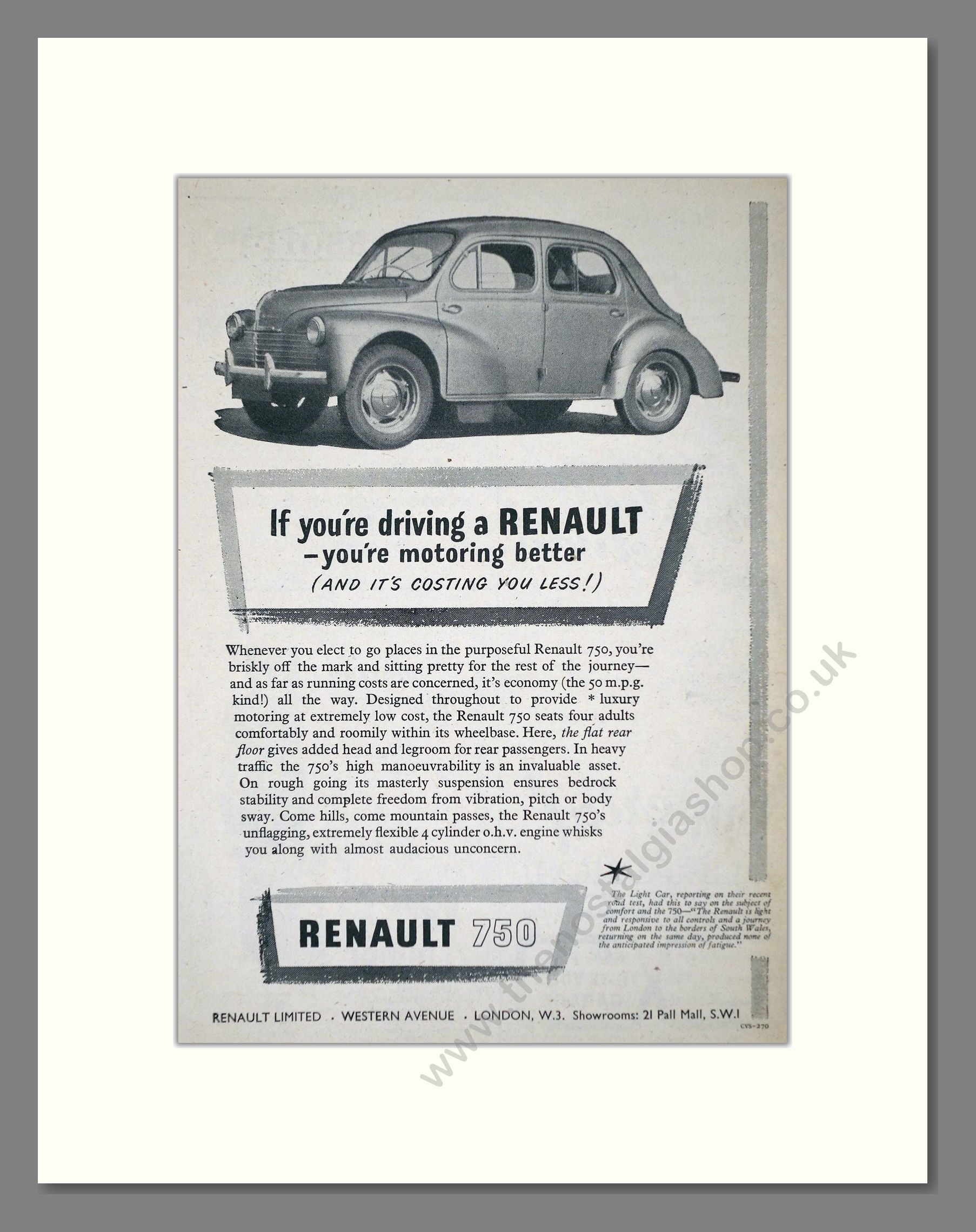 Renault - 750. Vintage Advert 1953 (ref AD64520)
