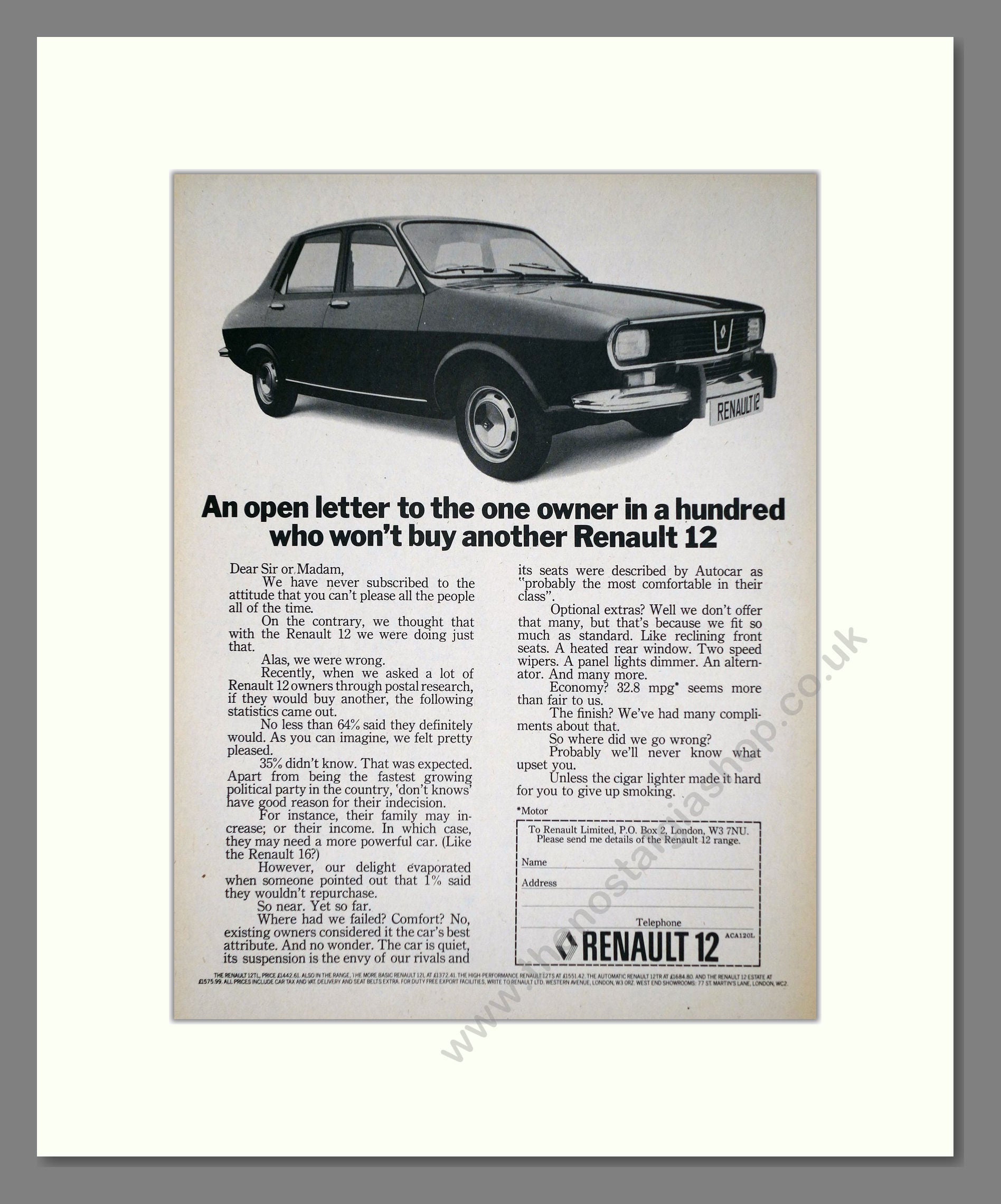 Renault - 12. Vintage Advert 1974 (ref AD64525)