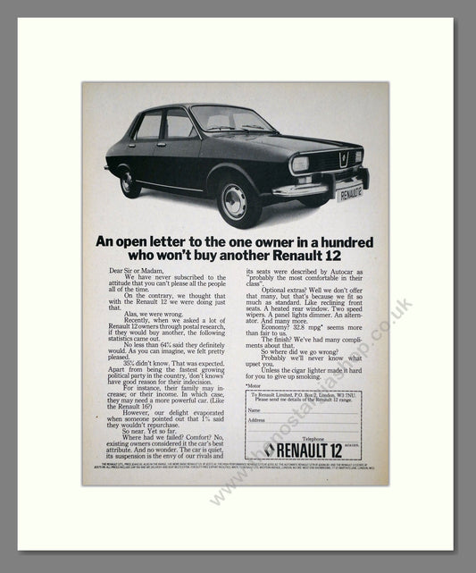 Renault - 12. Vintage Advert 1974 (ref AD64525)