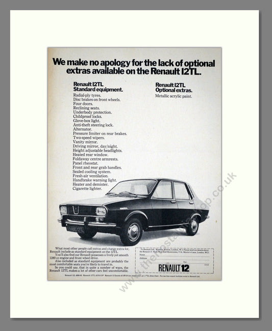 Renault - 12. Vintage Advert 1972 (ref AD64527)