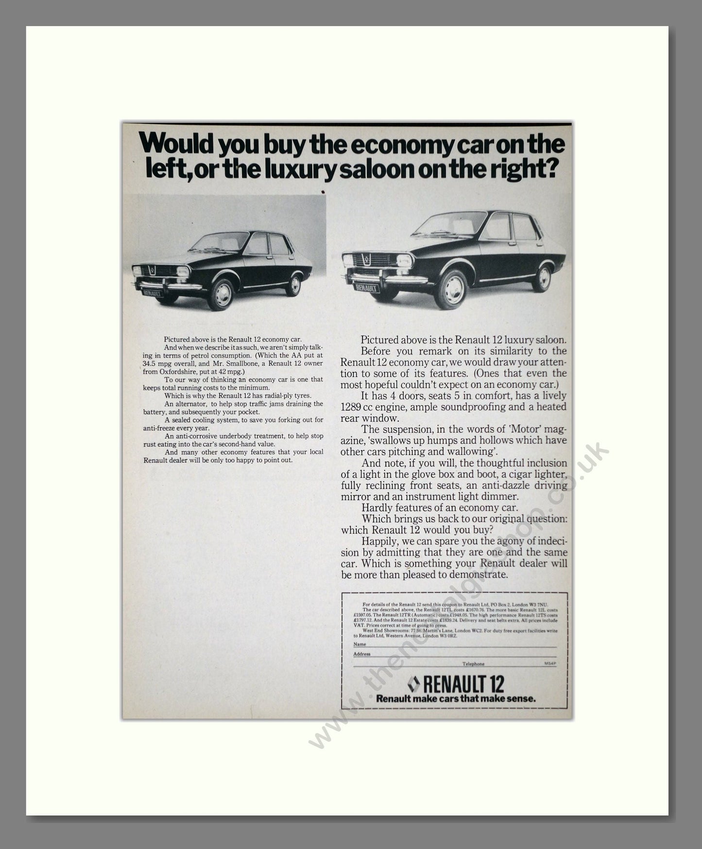 Renault - 12. Vintage Advert 1975 (ref AD64528)