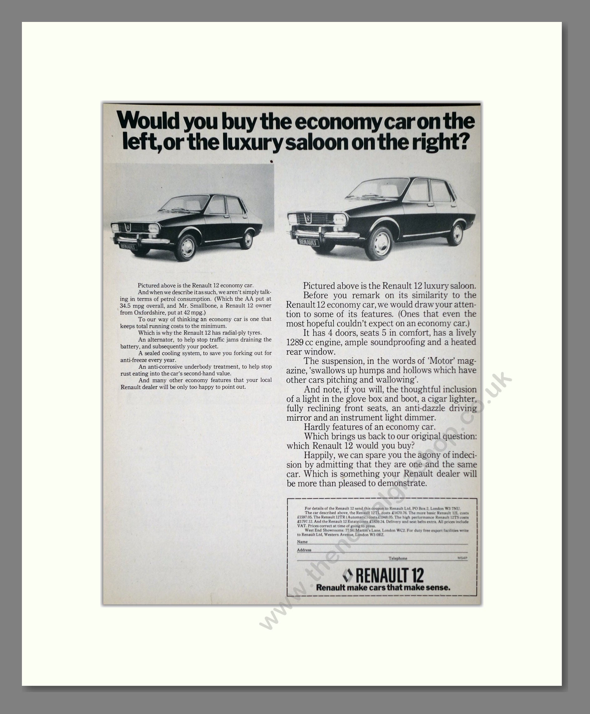 Renault - 12. Vintage Advert 1975 (ref AD64528)