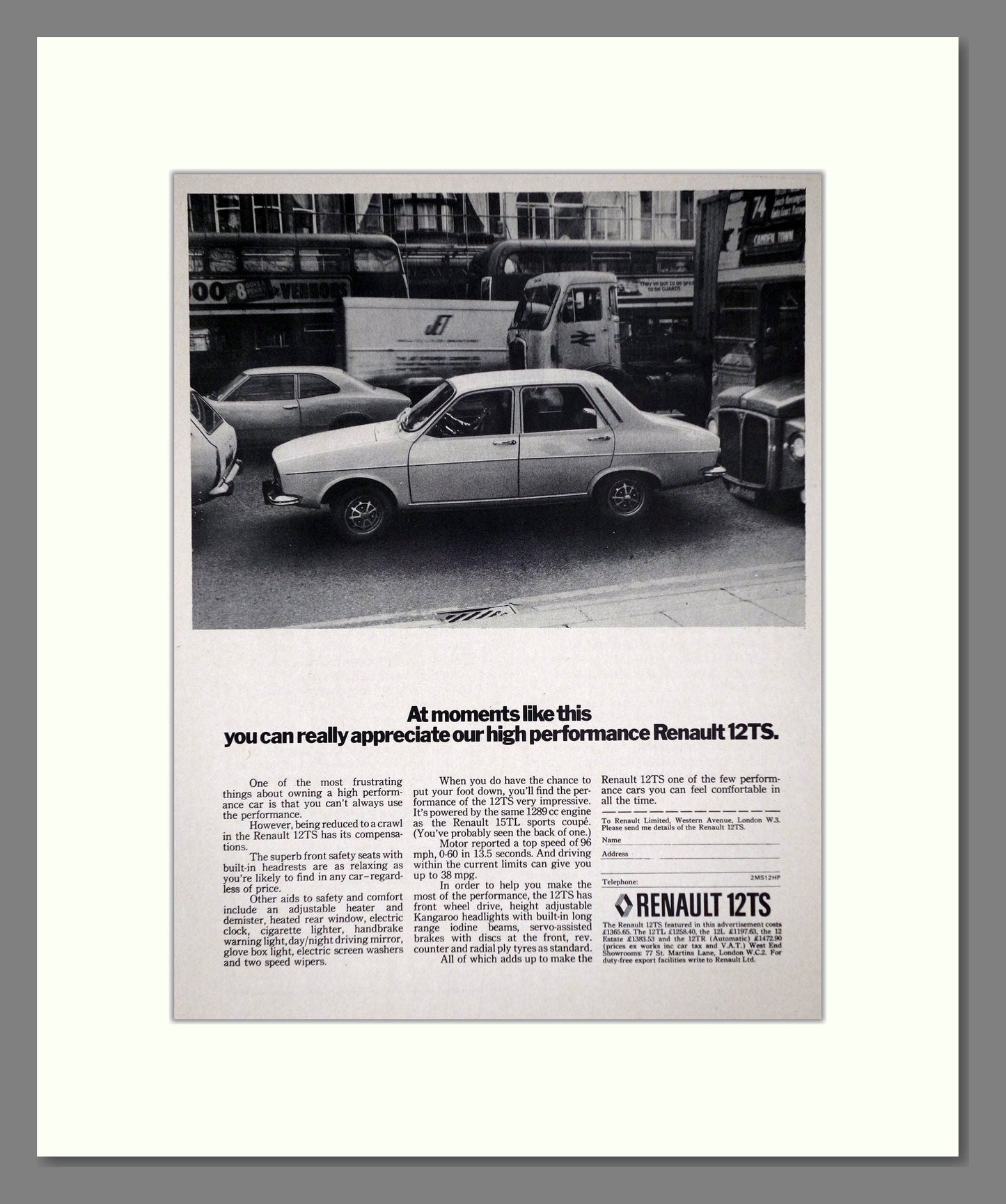 Renault - 12TS. Vintage Advert 1974 (ref AD64529)