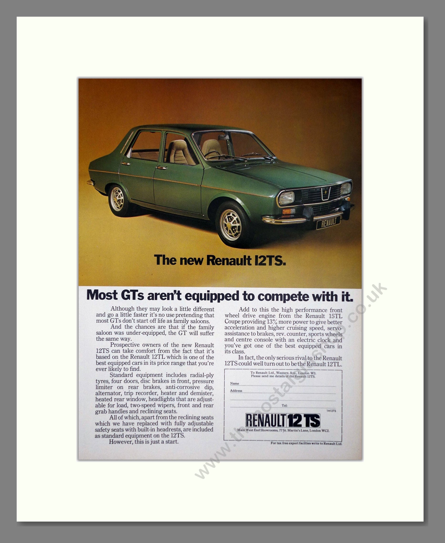Renault - 12TS. Vintage Advert 1972 (ref AD64530)