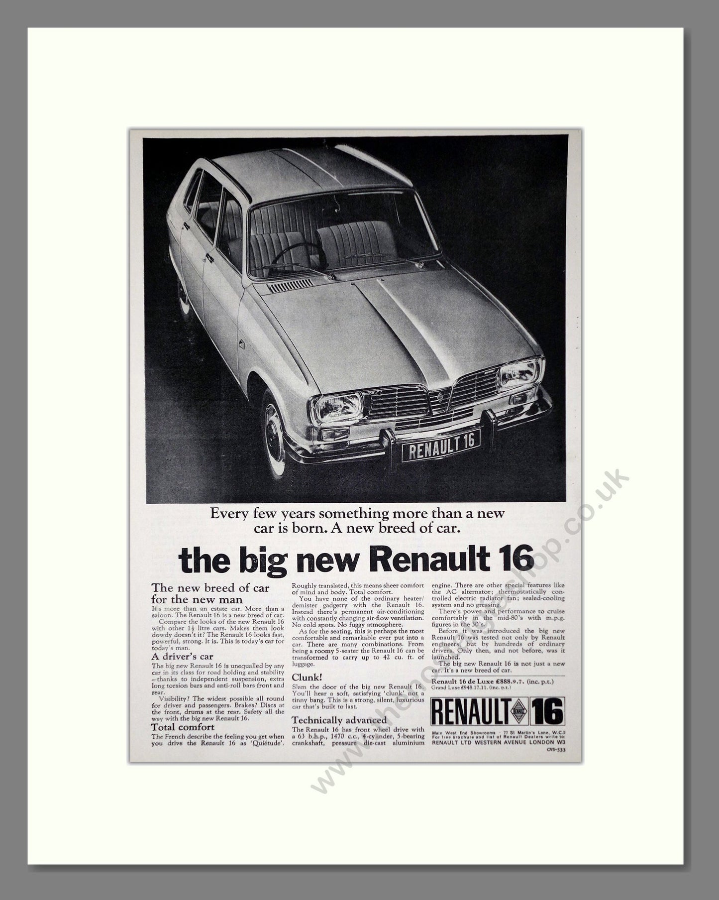 Renault - 16. Vintage Advert 1965 (ref AD64531)
