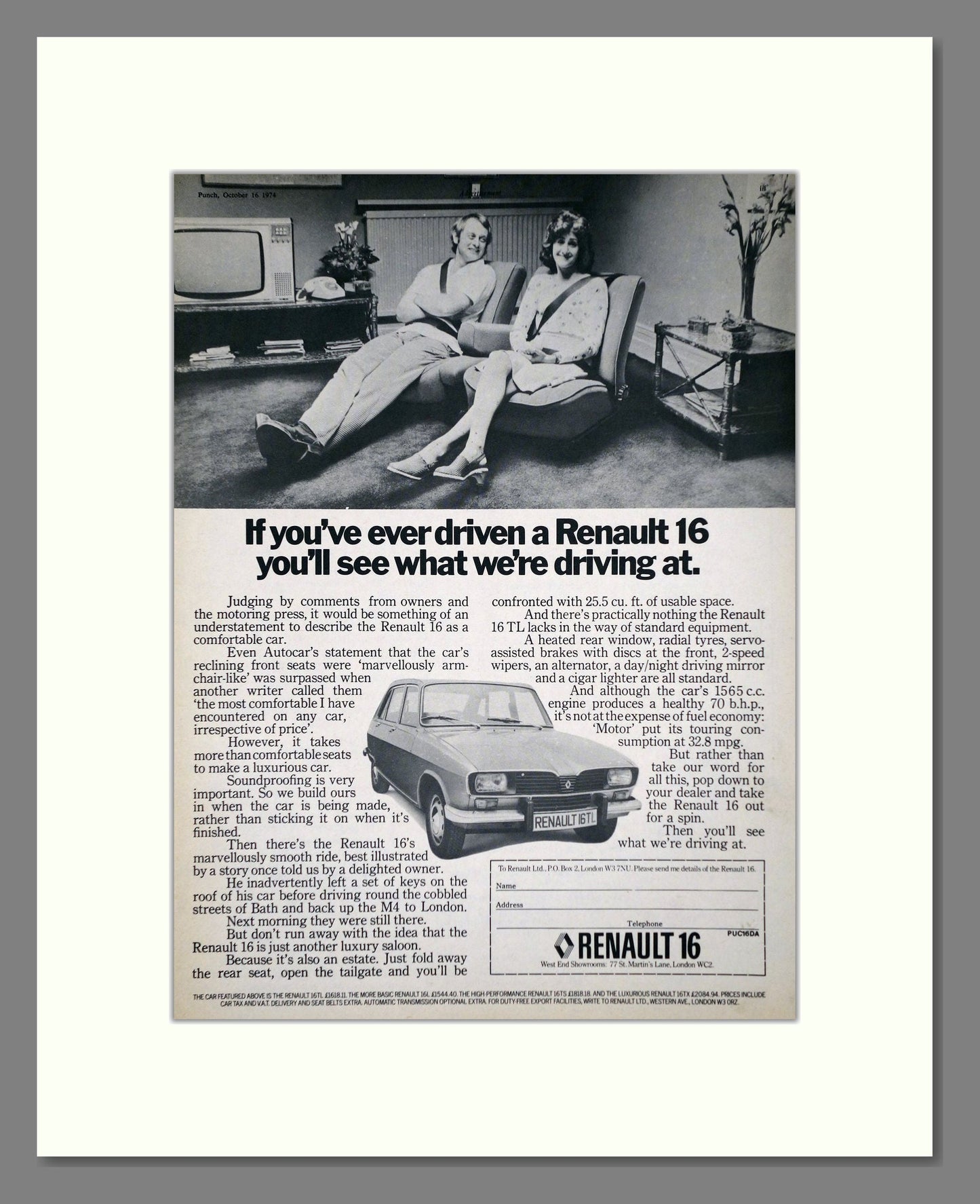 Renault - 16. Vintage Advert 1974 (ref AD64532)