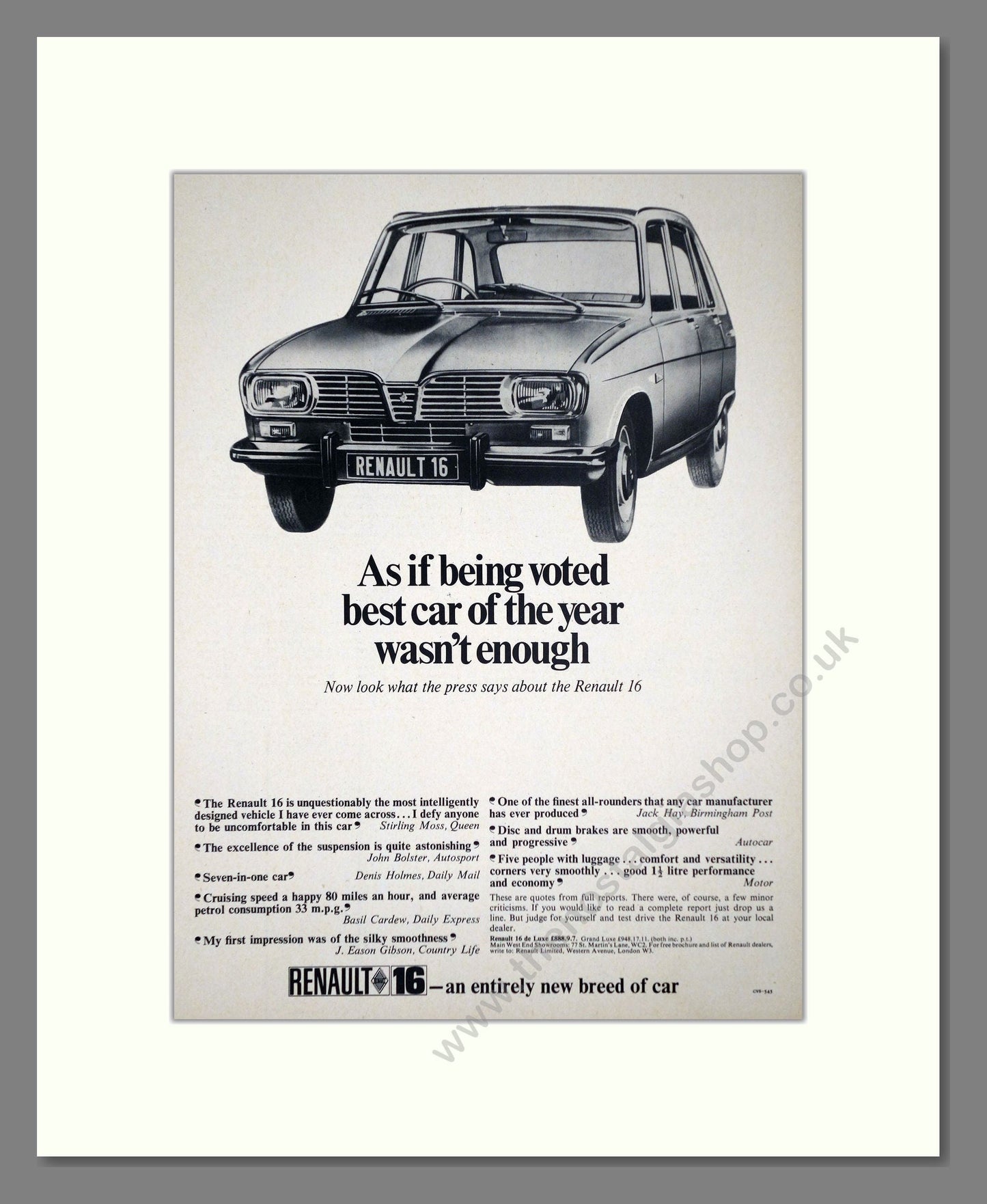Renault - 16. Vintage Advert 1966 (ref AD64534)